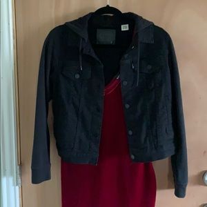 Cropped black jean jacket
